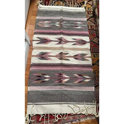Alfombra navajo vintage colgante de pared tejida a mano lana azteca occidental corredor  Foto 1 de 4