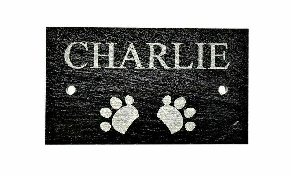 Personalised Engraved Slate Plaque Pet Name House Kennel Den Sign For a Dog/ Cat - Image 1 of 1