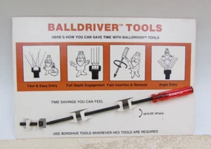 Vintage Bondhus  3/32" Ball End Screwdriver Balldriver Red Handle With Display - Picture 1 of 5