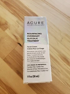 Resurfacing, Overnight Glycolic Treatment, 1 fl oz (30 ml)ACURE BRAND/NEW SEALED - Picture 1 of 6