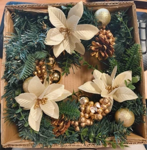 LinTimes 16 Zoll Weihnachtskranz für Haustür, 40 cm rot künstliche Kränze wi - Bild 1 von 1