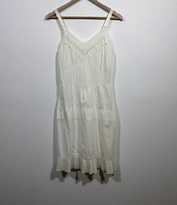 Vintage Women's Slip Night Gown Dress Sz M Tall White Cottagecore Barbizon Dress - Picture 1 of 6