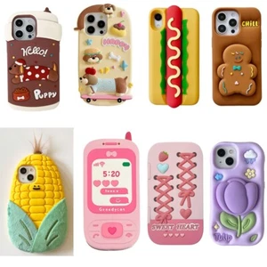 For iPhone 16/16 Pro/16 Pro Max New 3D Soft Silicone Phone Case Shockproof Cover - Picture 1 of 94