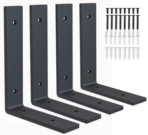 Heavy Duty Shelf Brackets 10 inch Rustic L Black Shelf Brackets 10 x 6 inches... - Picture 1 of 7