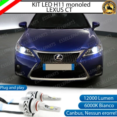 KIT LED H11 LEXUS CT CANBUS 12000 LUMEN MONO LED 6500K BIANCO GHIACCIO - Immagine 1 di 4