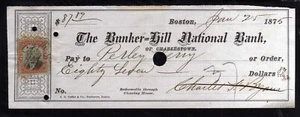 5L279 - 1875 THE BUNKER-HILL NATIONAL BANK - BOSTON - Picture 1 of 2