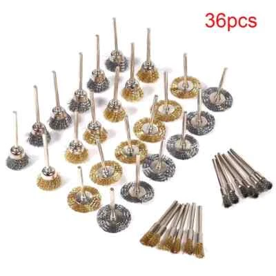 36Pc Rotary Steel Wire Brush Drill Polishing Cup Wheel Set Tool For Rust Removal - Image 1 of 4