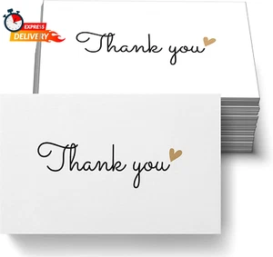 100 Little Thank You Cards Gold Heart Design Bulk Thank You Notes for All Occasi - Picture 1 of 12