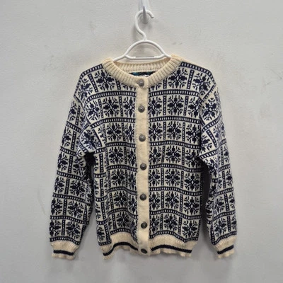Dale of Norway Vintage Wool Blue White Cardigan Snowflake Xmas Jacket Size Small - Image 1 of 4