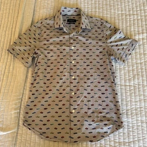 Bugatchi Mens Medium Shirt 8 Way Stretch Button Up Classic Cars All Over Casual - Picture 1 of 4