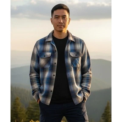 Винтажная мужская рубашка Pendleton Rider в клетку шерсть с длинным рукавом на пуговицах M опрятная - Изображение 1 из 4