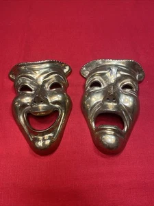 Máscara de teatro/colgante de pared vintage de latón macizo - Imagen 1 de 9