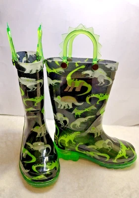 Western Chief Toddler 7 Dino Dimension Light Up Twinkling Dinosaur Rain Boots - Image 1 of 4