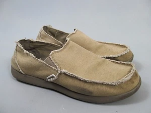 Crocs Santa Cruz Slipper Halbschuhe 10128 Herren Größe 10 Beige Canvas Ausgefranste Flecken - Bild 1 von 14