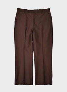 Vintage Pants Mens 34x28 Brown Polyester Leisure Suit Trousers Straight Leg 70s - Picture 1 of 8