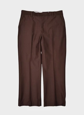 Vintage Pants Mens 34x28 Brown Polyester Leisure Suit Trousers Straight Leg 70s - Image 1 of 4