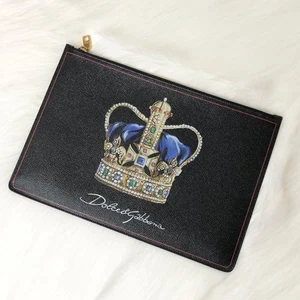 Bolso sin asas Dolce&Gabbana para mujer diseño corona cuero negro casi sin usar - Imagen 1 de 9