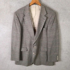 Vintage Andhurst Sakko Herren 48 L Beige Blau Glen Plaid Tweed Blazer Mantel USA - Bild 1 von 11