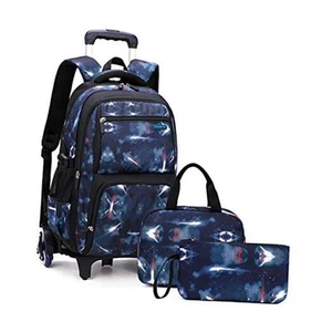 3Pcs Space Rolling Backpack for Boys with Lunch Bag, Wheel Trolley School Bag - Picture 1 of 7