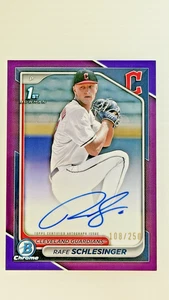 2024 Bowman Draft Chrome Schlesinger, Auto, RC Purple Refractor /250, Guardians - Bild 1 von 2