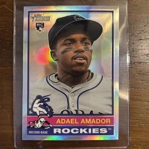 2025 Topps Heritage Chrome Refractor (#61) Adael Amador RC - Colorado Rockies - Picture 1 of 6