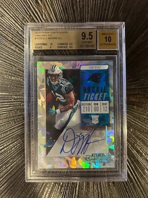 2018 DJ Moore Panini Cracked Ice AUTO Rookie Ticket #6/24 *BGS 9.5/AUTO 10* - Image 1 of 2