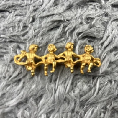 KIRKS FOLLY Заколка Золотой Атласный тон ЧЕТЫРЕ Ангела Херувима Брошь Заколка - Изображение 1 из 4