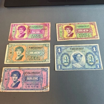 Series 541 $1 & 5-50 Cent US Military Payment Certificate.  Lot of 5 Notes - Image 1 of 4