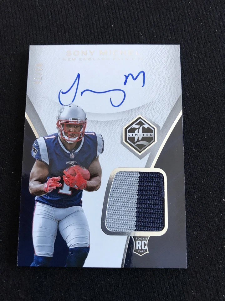 Sony Michel 2018 Panini Limited Auto Patch Rookie 03/75 - Image 1 of 2