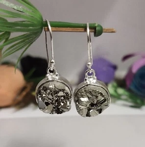 Pendientes de pirita cruda, pendientes de pirita genuina, piedras preciosas de atracción de dinero - Imagen 1 de 3