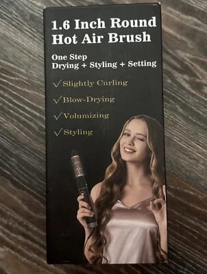 1.6 Inch Round Hot Air Brush Round Blow Dryer Brush Gold W/ Accessories No Spin - Image 1 of 4