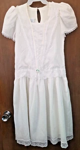 Gunne Sax Dress Jessica McClintock White Size 3 Lace Collar Drop Waist Midi USA - Picture 1 of 21