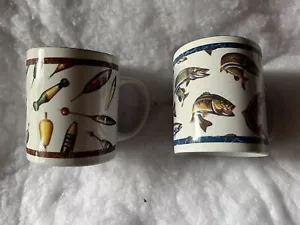 Je 2 Vintage John Q Wright REP Keramik Süßwasser Fisch Kaffeetassen - Bild 1 von 8