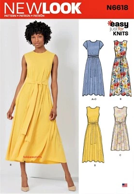 NEW LOOK 6618 MISSES' DRESSES for knits sewing pattern Easy - Sizes 8 - 20 - Image 1 of 4