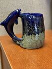 Ronnie's Ceramic Co Dolphin handle blue green mug 