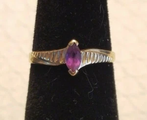 10KT A Yellow Gold Amethyst (?) Purple Gemstone Ring Size 6.5 Marked - Picture 1 of 11