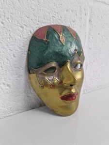 6" Vintage massives Messing Theater Drama Komödie & Tragödie Maske Wandbehang Dekor Retro - Bild 1 von 7