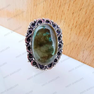 Labradorite Gemstone Ring, 925 Sterling Silver Ring, Antique Handmade Ring - Picture 1 of 5