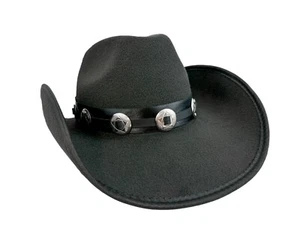Cowboy Hat Silver Small Round Concho Leather Band Costume Cosplay Western - Picture 1 of 3