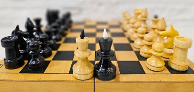 Vintage Soviet Chess Set Classic Tournament Wooden USSR Antique 1984 Chess - Image 1 of 4