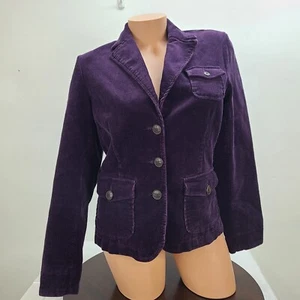 Relativity Corduroy Jacket Women Small Purple Pockets Button Lined Casual - Picture 1 of 14