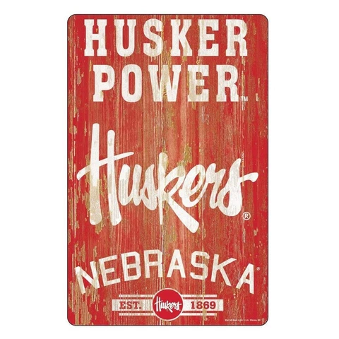 Nebraska Cornhuskers 11"x17" Wood Sign Slogan Design [NEW] NCAA Banner Wall Cover