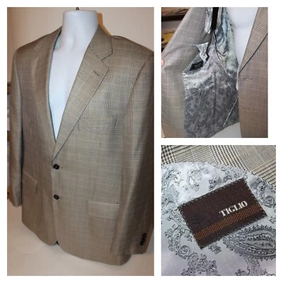Tiglio Mens Chianti Silk & Wool Luxe Two Button Blazer Jacket Paisley Size 42 R - Image 1 of 4