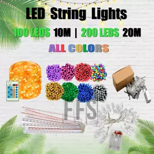 LED String Lights 100-200LED 10M 20M Christmas Fairy Light Waterproof Warm/White - Picture 1 of 43