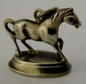 RARE AMERICAN STERLING SILVER GILT HORSE WAX SEAL FOB TAMPER 1880 ANTIQUE ANIMAL - Picture 1 of 8
