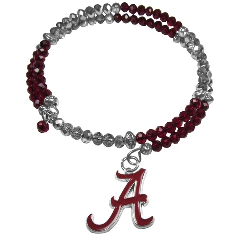 Alabama Crimson Tide Crystal Memory Wire Bracelet w/ Charm NCAA Licensed Jewelry Cover