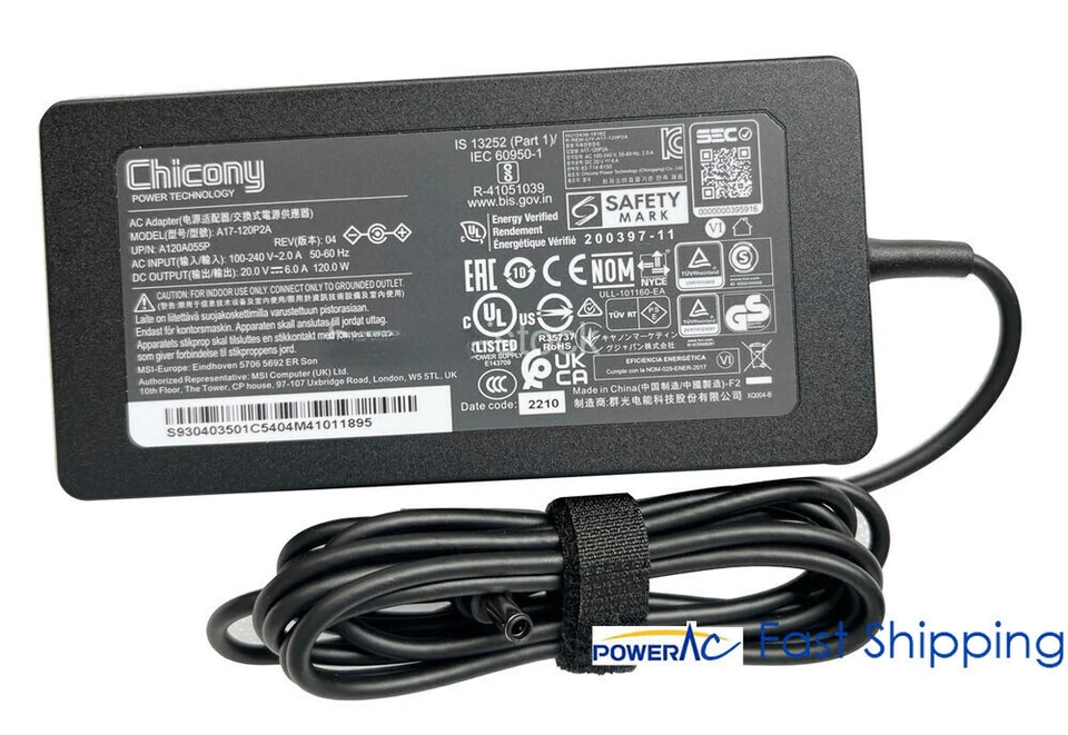 For For MSI Thin A15 B7VF-256US B7UC Chicony 20V 6A A17-120P2A Adapter Original
