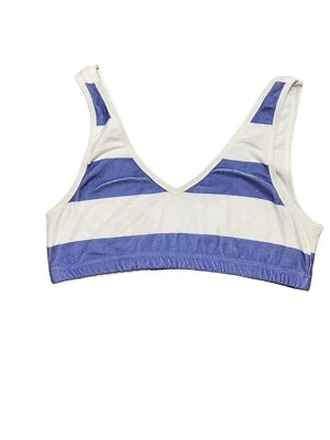 Bralette de tela de rizo a rayas blancas y moradas Blakeley. Talla 2x Foto 1 de 4