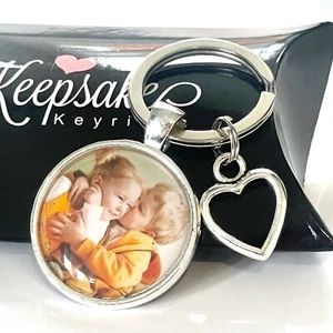 Personalised Photo Keyring Heart Fathers Day Birthday Present Gift Box - Foto 1 di 7