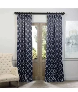 Exclusive Fabrics Navy Seville 50 x 84-Inch Blackout Curtain - BOCH-KC40F-84 - Picture 1 of 3